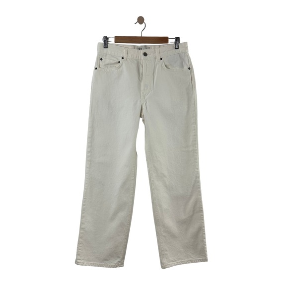 Zara Denim - Zara Womens High Rise Straight Leg Jeans Off White Cream Button Fly Size 6 28